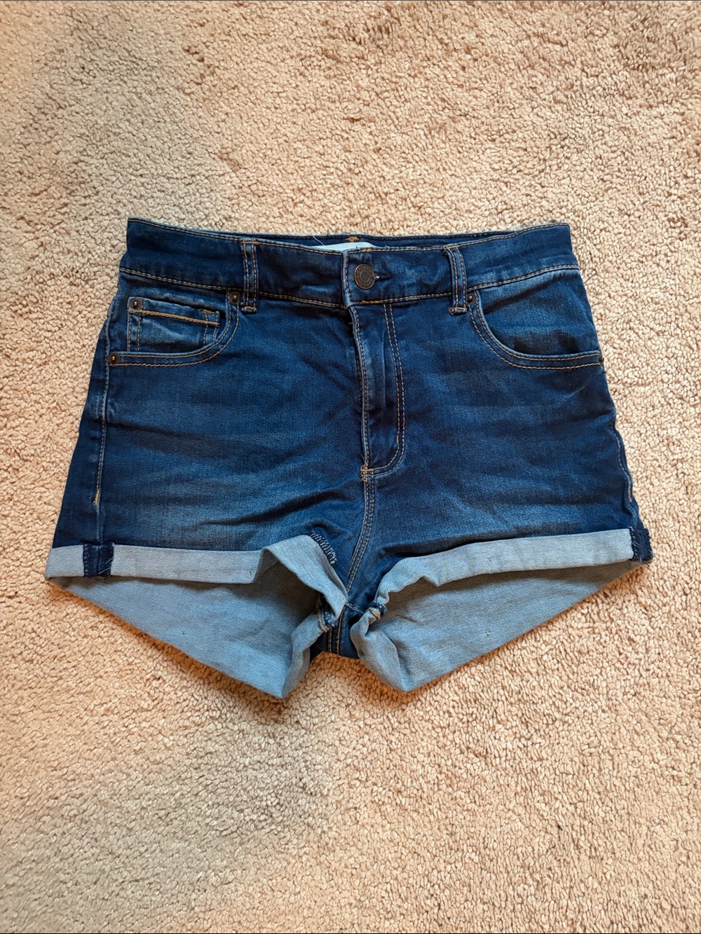Garage Dark Blue Cuffed Denim Shorts